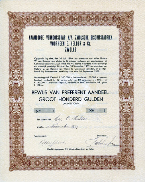 Helders Biscuits Aandeel 1939 640px