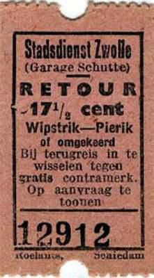 Collectie Schutte Stadsdienst Retourkaartje Eind Jaren40